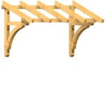Pult-Holzvordach Westerwald 22° Dachneigung Wandkonsole - Kopfband gebogen