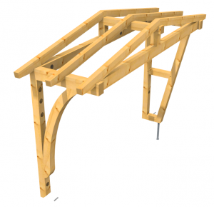 Vordach als Satteldach Sonderkonstruktion Holz