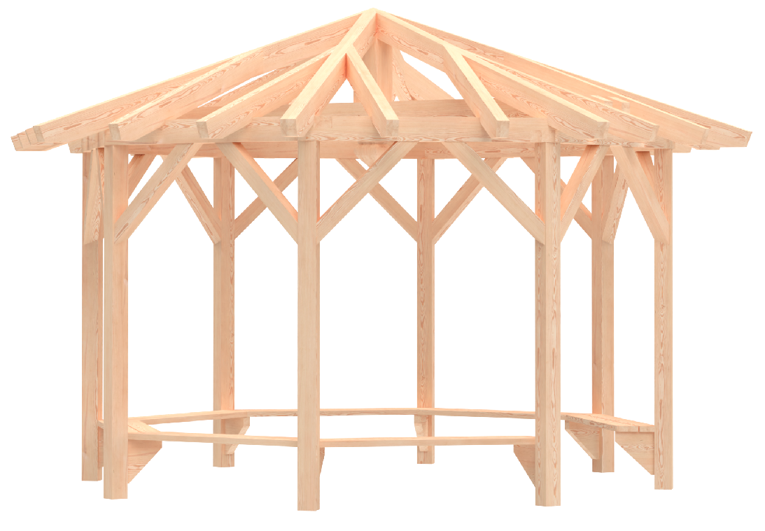 8-Eck Holzpavillon mit Eindeckung