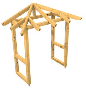 3D Ansicht Holzvordach Odenwald Typ1 22° Seitenwand gerade