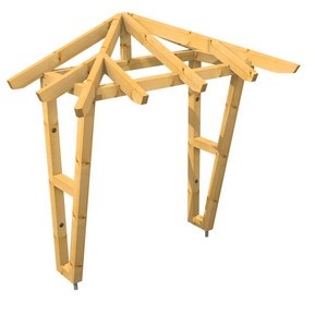 3D Ansicht Holzvordach Odenwald Typ1 22° Seitenwand schräg
