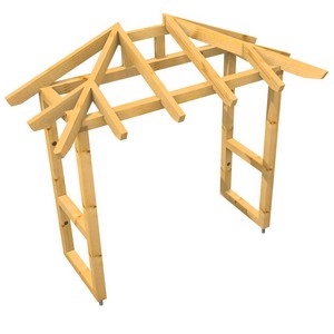 3D Ansicht Holzvordach Odenwald Typ2 22° Seitenwand gerade