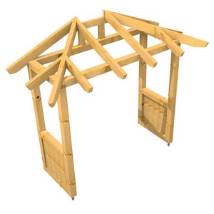 3D Ansicht Holzvordach Odenwald Typ2 22° Seitenwand gerade gefüllt