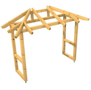 3D Ansicht Holzvordach Odenwald Typ3 22° Seitenwand gerade