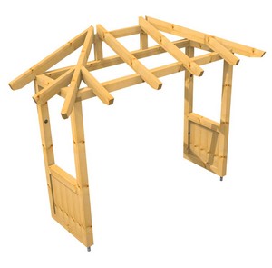 3D Ansicht Holzvordach Odenwald Typ3 22° Seitenwand gerade gefüllt