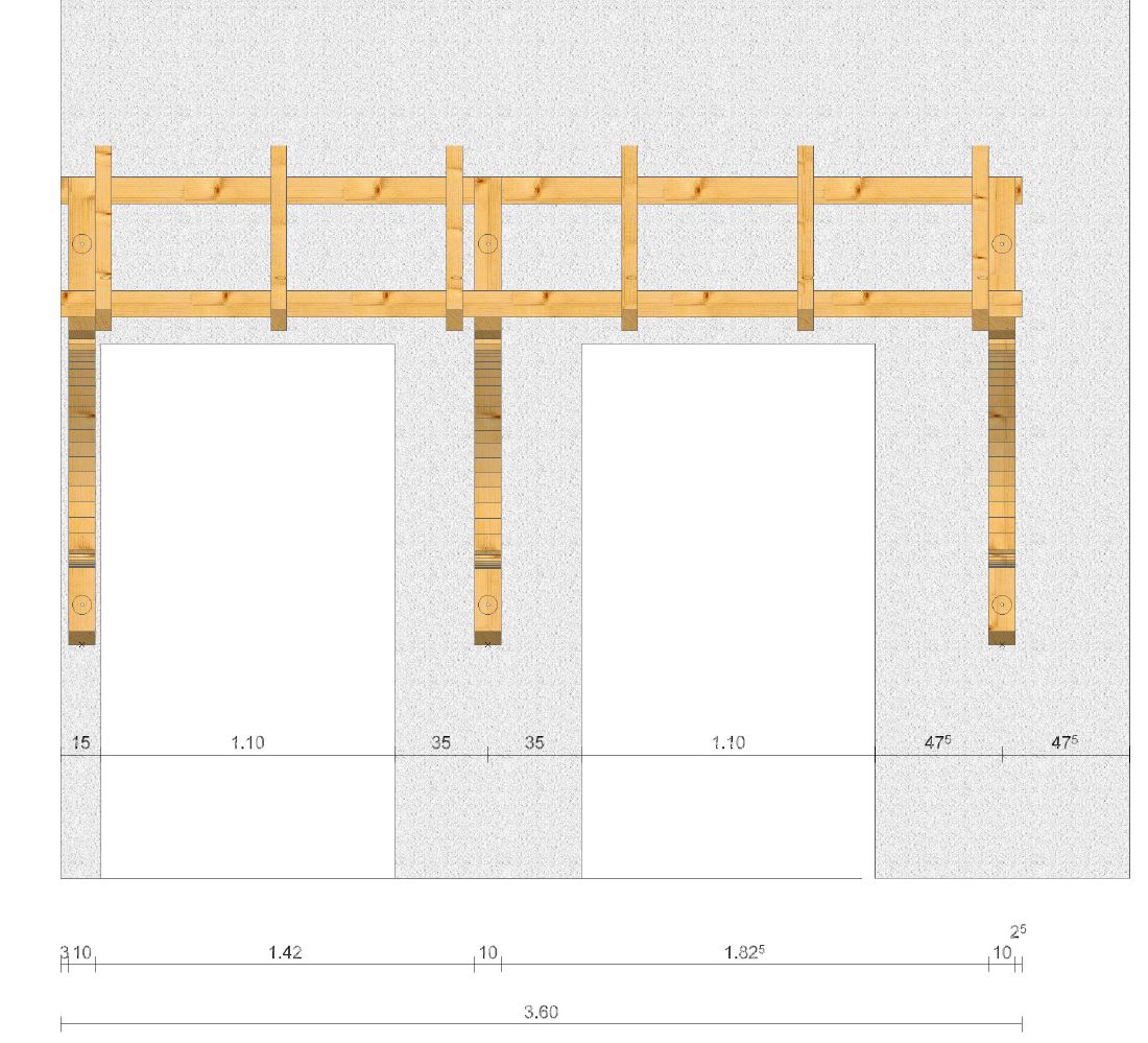 Holz-Vordach für zwei Haustüren Maße