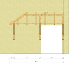 Holzvordach Sonderkonstruktion Vorderansicht