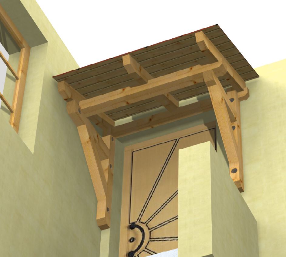Holzvordach Schwarzwald als Sonderkonstruktion 3D von unten