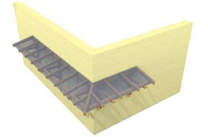 Grundriss-Eckvordach mit Glaseindeckung