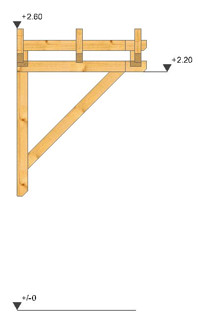 Holzvordach Satteldach Seitenansicht
