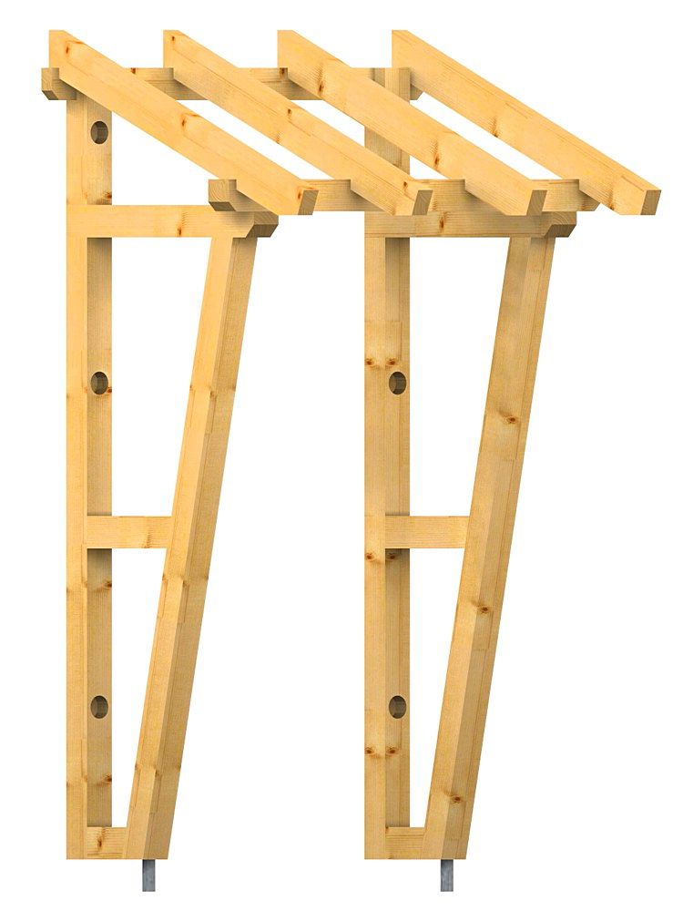 Holzvordach Westerwald 22° mit Seitenwand schräg beidseitig